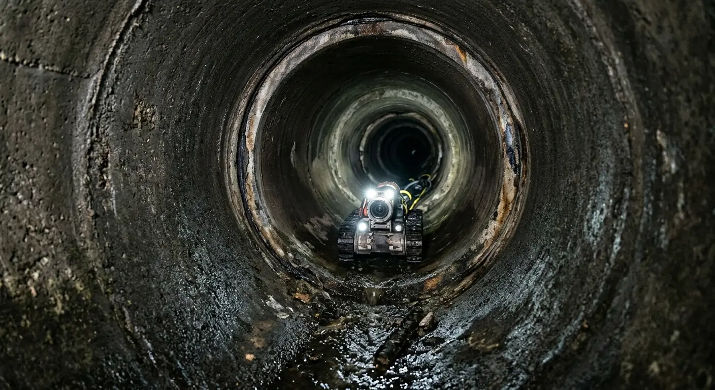 Robotic sewer camera inspecting pipe interior for Drain Snake Service in Lemoore Station